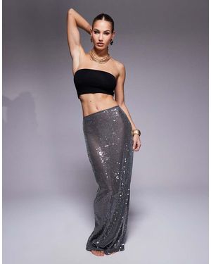 South Beach Gonna Da Mare Lunga Color Grafite Con Paillettes - Grigio