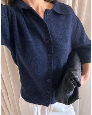 NA-KD Strickjacke mit gestricktem kragen - Blau