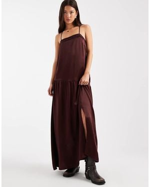 Miss Selfridge Scallop Edge Satin Maxi Dress - Purple
