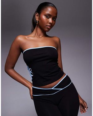 I.AM.GIA Daisy Cotton Blend Contrast Floral Cutout Flared Trousers - Black