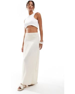Pieces Smock Waist Maxi Skirt - White