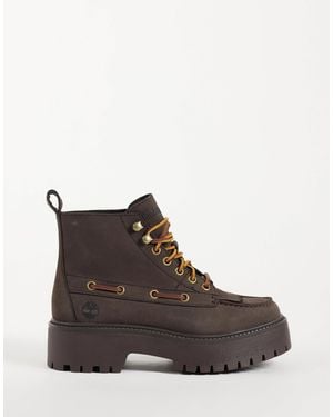 Timberland Stone street bottine mi-haute à lacets en nubuck foncé - Marron