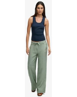 Superdry Linen Low Rise Trousers - Green