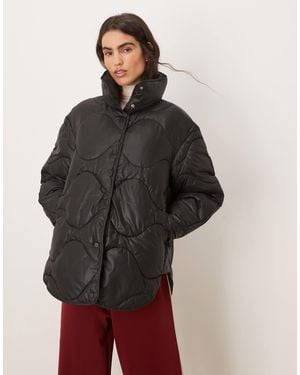 JJXX Oversized Quilted Jacket With High Neck - Gray
