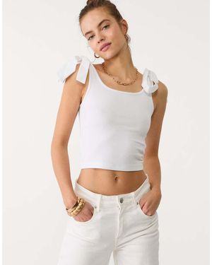 Stradivarius Contrast Top With Ties - White