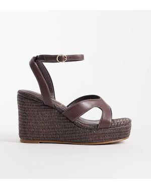 London Rebel Yara Wedge Heeled Sandals - Brown