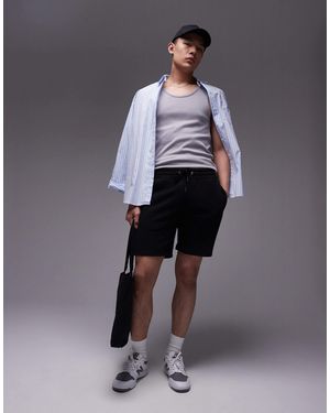 TOPMAN Classic Fit Jersey Short With Raw Hem - Black