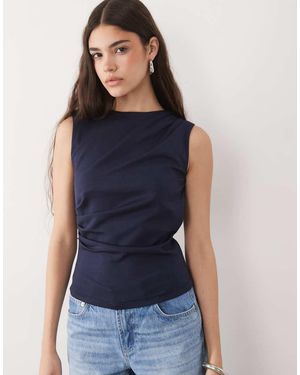 Threadbare Sleeveless Draped Singlet - Blue
