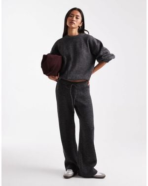 ASOS Ribbed Wide Leg Knitted Pants - Black