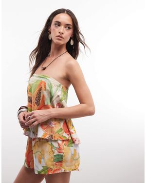 ASOS Bandeau Double Layer Playsuit - Orange