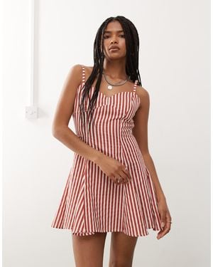 Reclaimed (vintage) Mini Sun Dress With Bust Seam Detail And Godets - Red