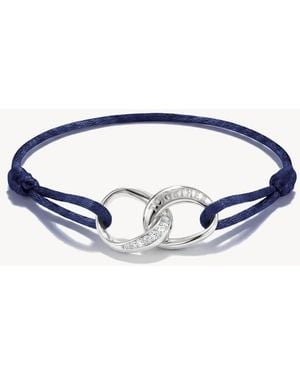 Thomas Sabo Textile Bracelet Together Dark Blue With White Zirconia