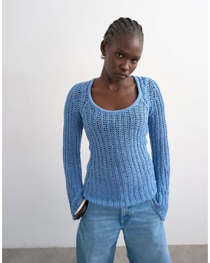 TOPSHOP – langärmliges, grobmaschiges strickoberteil - Blau