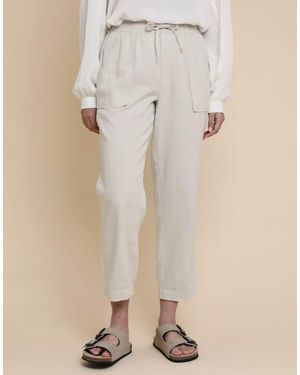 Threadbare Linen Blend Drawstring Waist Tapered Trouser - Natural