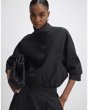 River Island Pinstripe Funnel Neck Bomber Jacket - Grey