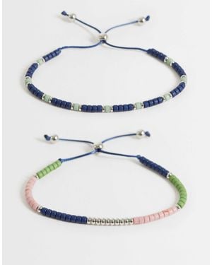 ASOS 2 Pack Beaded Navy Bracelet - Grey
