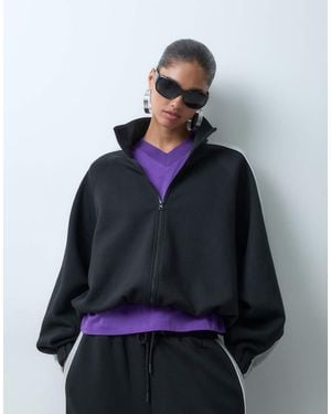 ASOS Premium Sudadera Deportiva Con Cremallera Completa Y Cuello Alzado En Tejido Tipo Neopreno En - Gris