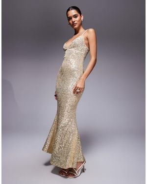 ASOS Wide Cami Strap All Over Sequin Midi Dress - Gray