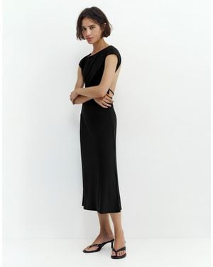Pull&Bear Short Sleeve Midi Dress - White
