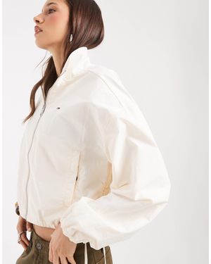 Tommy Hilfiger High Neck Jacket With Tie Detail - Natural