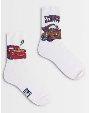 ASOS 2 Pack Socks With Disney Car's Graphic - White
