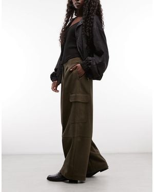 ASOS Pantalon utilitaire ajusté effet laine en marron - Noir