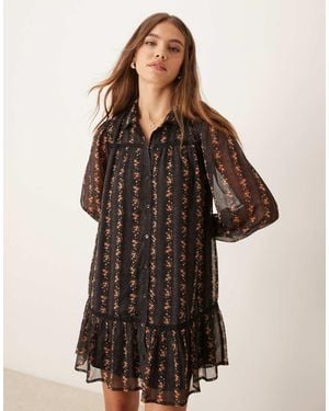 Miss Selfridge Shirt Dress With Trim Detail - Brown