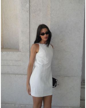 Labelrail X Barbara Ines Fitted Linen Shift Dress - Grey