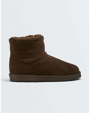 Oysho Leather Ankle Boots - Brown