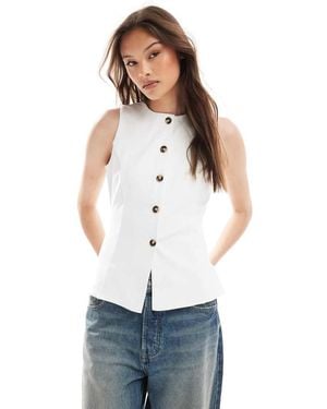 New Look Jersey Crew Neck Waistcoat - White