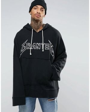 Granted Super Oversized Grunge Hoodie With Extra Long Sleeves - Black
