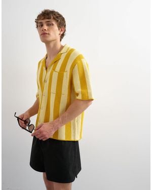 TOPMAN – regular-fit-hemd aus strukturiertem strick - Gelb