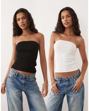Brave Soul 2 Pack Ribbed Tube Top With Side Split - Blue