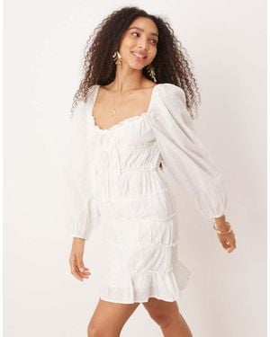 Gina Tricot Vestito Corto A Maniche Lunghe - Bianco