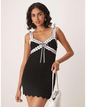 For Love & Lemons Becka Mini Dress With Ribbon Trims - Black