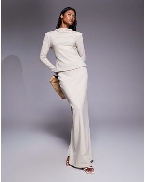 DASKA High Neck Faux Suede Top Co-ord - Purple