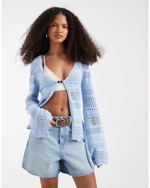 ASOS Gilet fendu en maille crochetée - Bleu