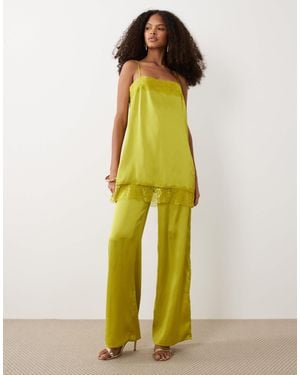 ASOS Satin Lace Cami Jumpsuit - Yellow