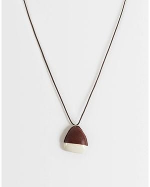 ASOS Collier avec détail en pu et pierres crème serties - Métallisé