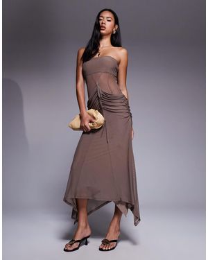 ASOS Robe bandeau longue effet corset en tulle - chocolat - Violet