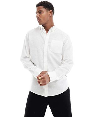 French Connection Linen Long Sleeve Smart Shirt - White