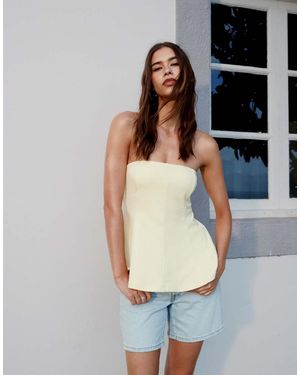 Abercrombie & Fitch Peplum Tube Top - White