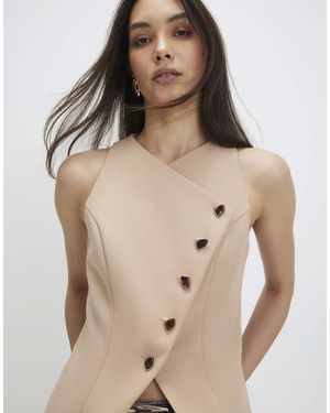 River Island Collarless Asymmetric Waistcoat - Natural
