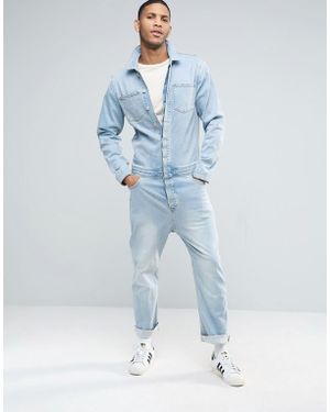 ASOS Denim Boiler Suit In Light Blue