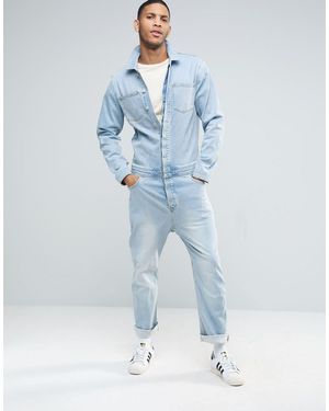 ASOS Denim Boiler Suit In Light Blue