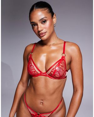 Ann Summers Flaming Desire Non Padded Plunge Bra - Red