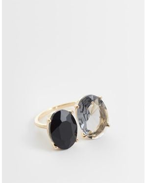 ASOS Ring With Double Black And Clear Stone-setting - Blue