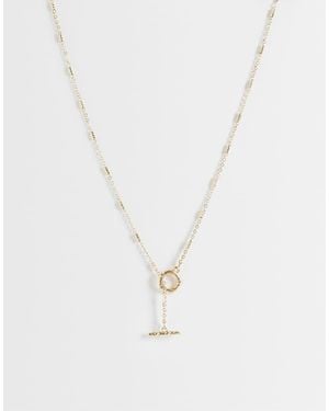 ASOS Fine Chain Lariat With T-bar Detail - White