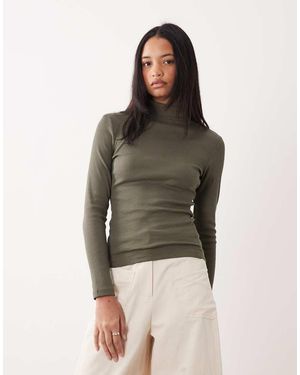 Brave Soul Long Sleeve Ribbed Rollneck Top - Blue
