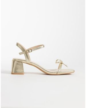 Glamorous Low Block Heeled Sandals - Natural